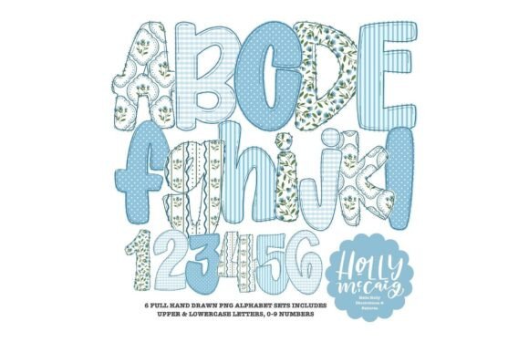 Download Cottage Chic Doodle Alphabet - Blue Font - Chic Collection
